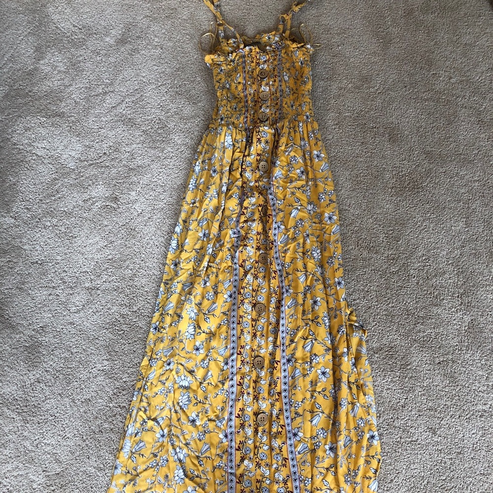 Shirred Floral Maxi Dress